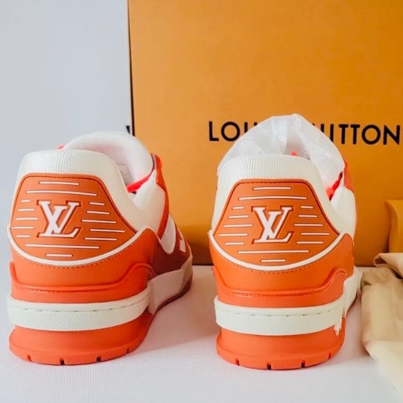 NEW Louis Vuitton Orange Monogram Embossed Trainer Sneakers - Picture 9 of 15